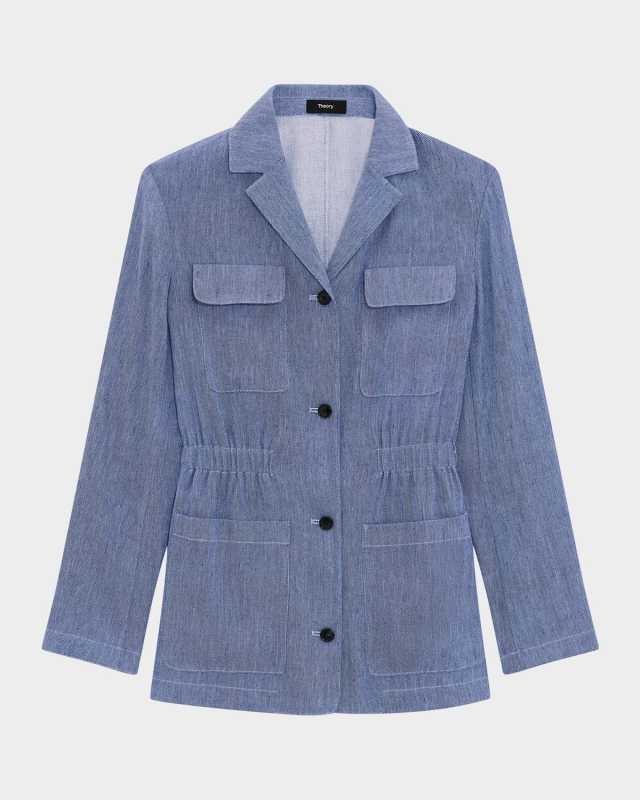 Cinched Denim Crunch Jacket